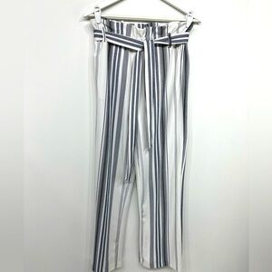 Eclipse paperbag belted wide leg striped pants size S